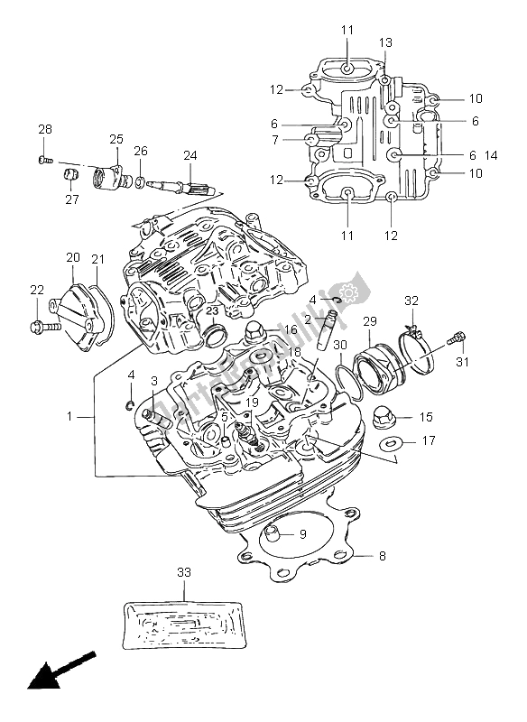 All parts for the Cylinder Head of the Suzuki GN 250E 1999