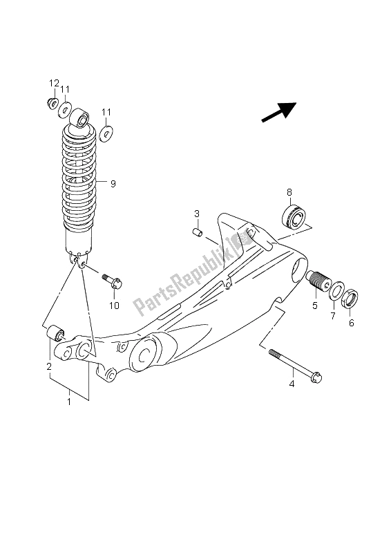 Todas las partes para Brazo Oscilante Trasero de Suzuki AN 650A Burgman Executive 2009