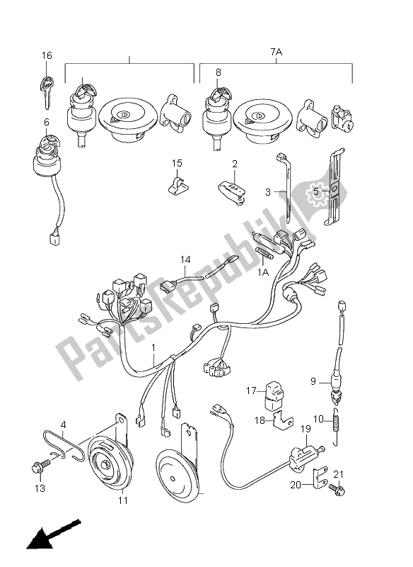 All parts for the Wiring Harness of the Suzuki GN 125E 1997