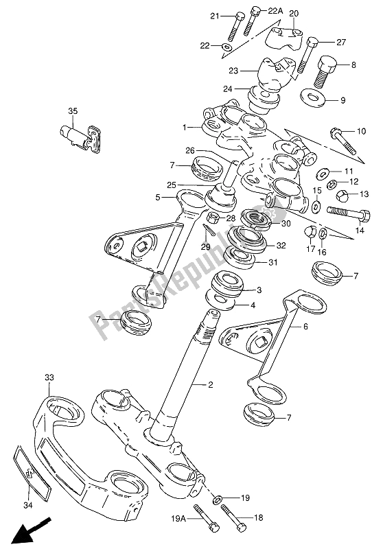 All parts for the Steering Stem of the Suzuki GN 250E 1991