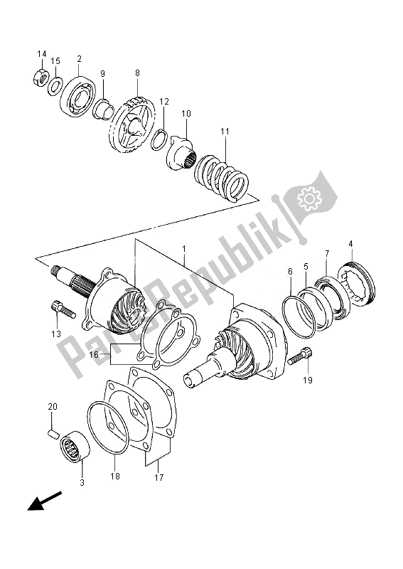 All parts for the Secondary Drive Gear of the Suzuki VL 800 CT Intruder 2014