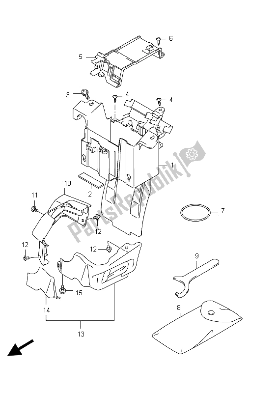 Alle onderdelen voor de Batterijhouder (sfv650ua E21) van de Suzuki SFV 650A Gladius 2012