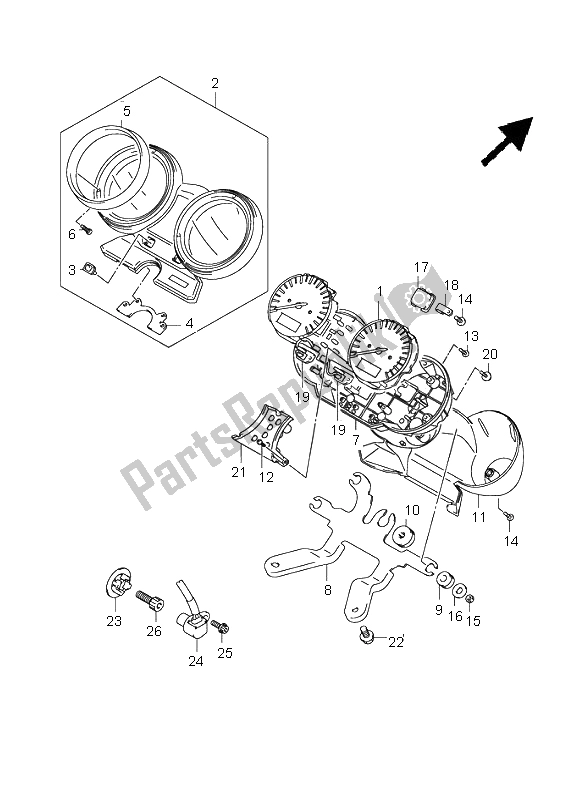 All parts for the Sppedometer of the Suzuki GSX 1400 2002