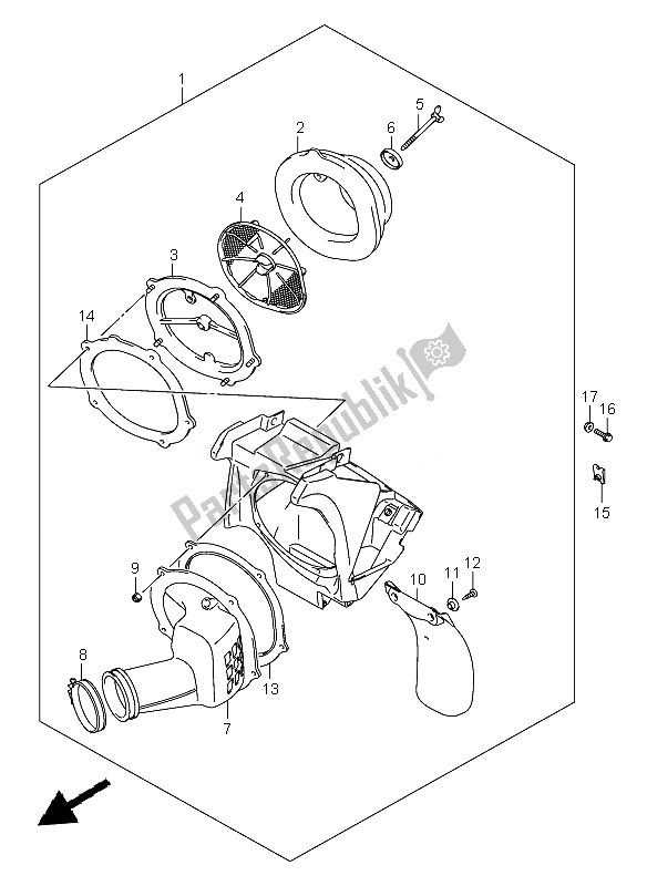 All parts for the Air Cleaner of the Suzuki RM Z 450Z 2007