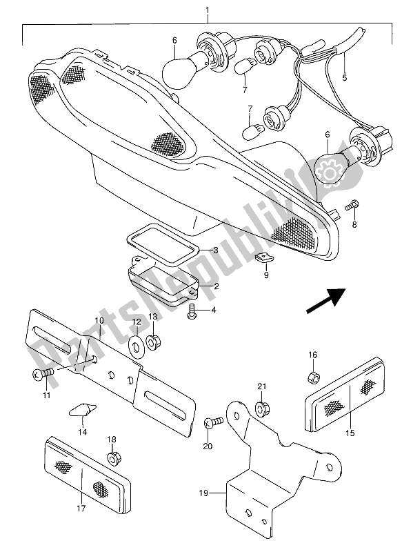 Todas las partes para Lámpara De Cola de Suzuki RF 600 RU 1993