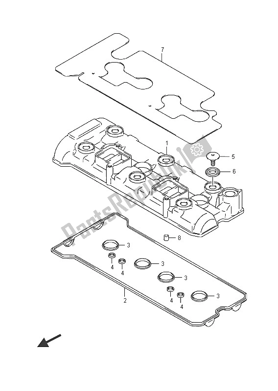 All parts for the Cylinder Head Cover of the Suzuki GSR 750A 2016