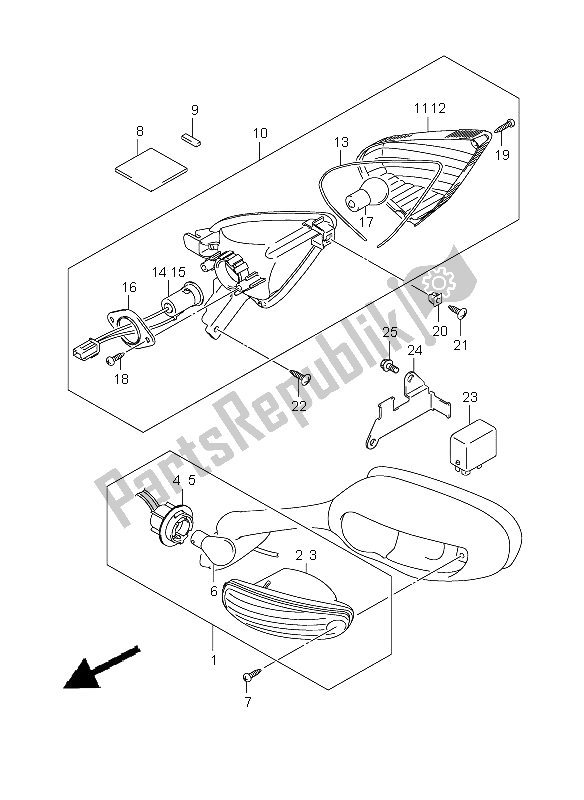 All parts for the Turnsignal Lamp of the Suzuki GSX R 600 2008