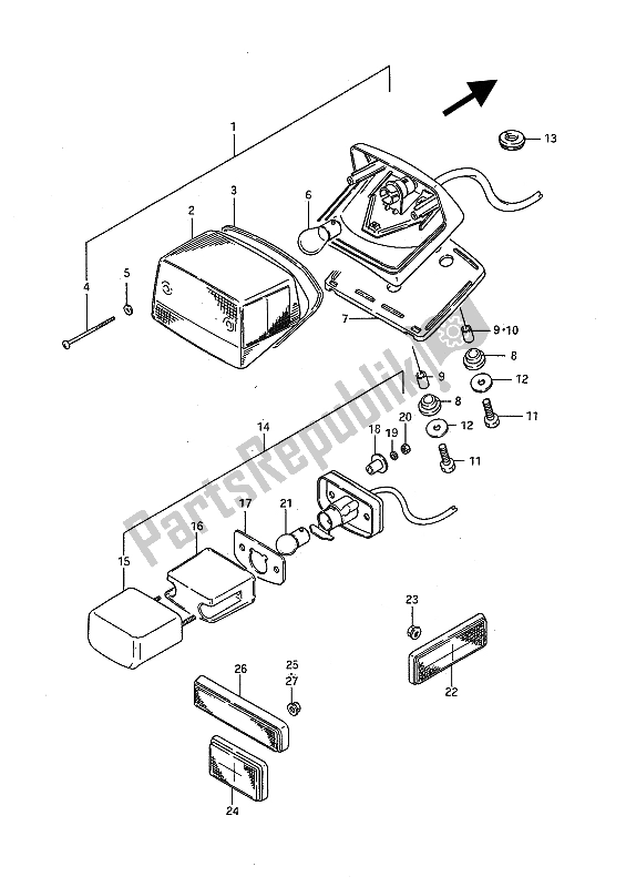 Todas as partes de Lâmpada De Combinação Traseira do Suzuki LS 650 FP Savage 1986