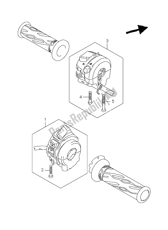 Alle onderdelen voor de Handvat Schakelaar van de Suzuki GSX R 1000 2008