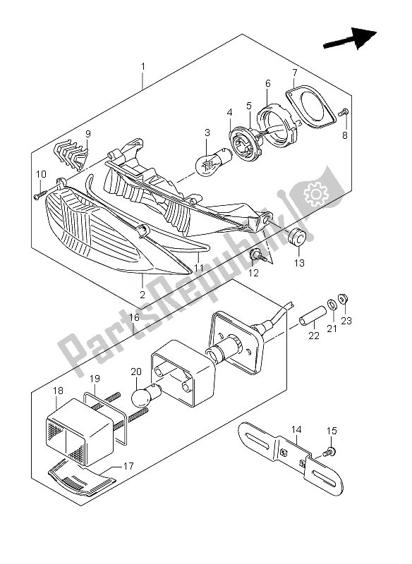 Tutte le parti per il Luce Di Combinazione Posteriore del Suzuki GSF 1250 Nsnasa Bandit 2007