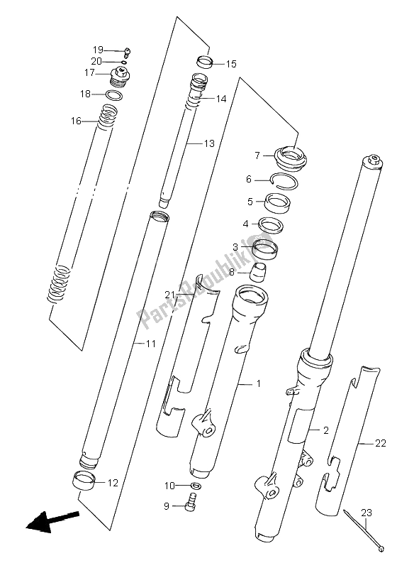 Tutte le parti per il Ammortizzatore Forcella Anteriore del Suzuki RM 80 2001