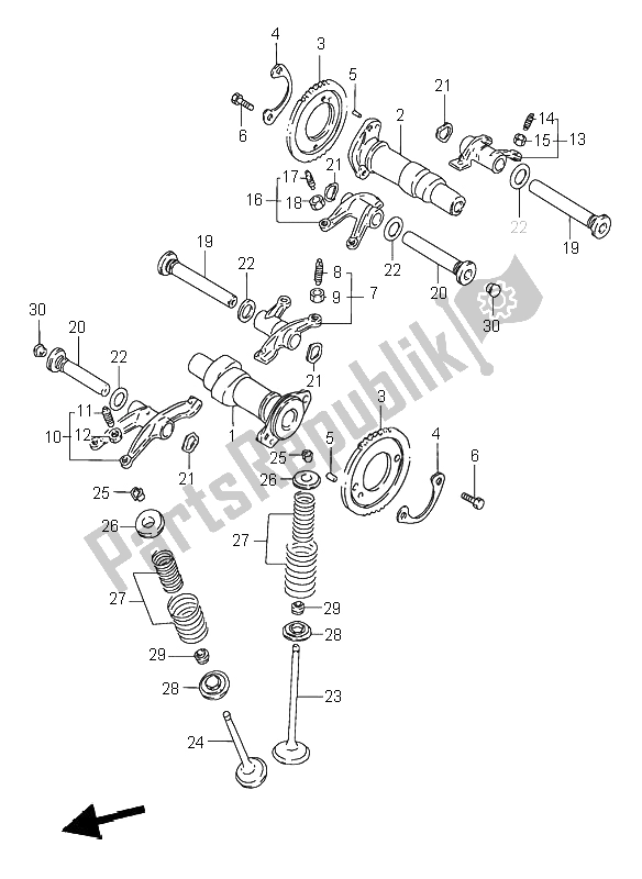 All parts for the Camshaft & Valve of the Suzuki VS 600 Intruder 1995