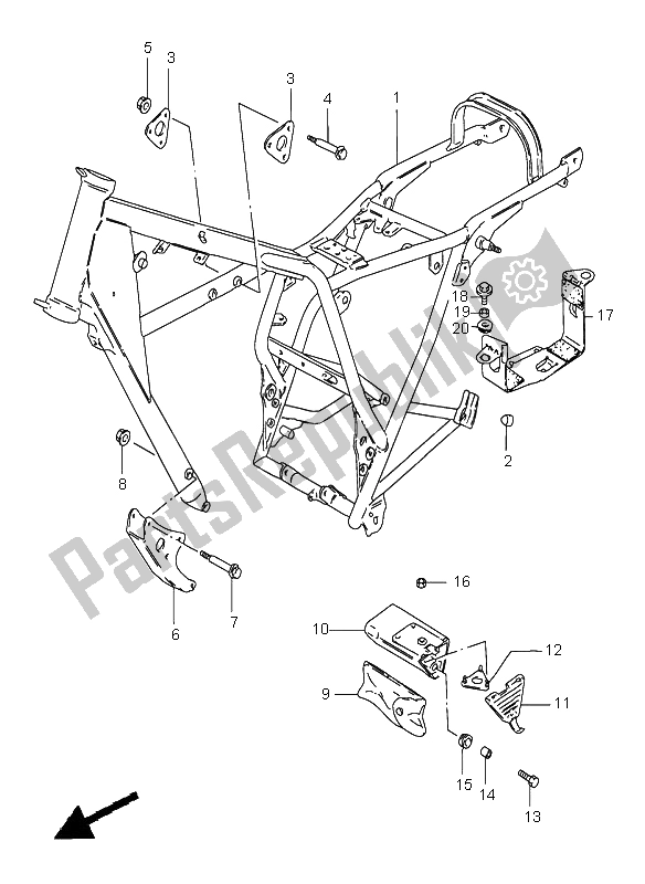 All parts for the Frame of the Suzuki GN 250E 1998