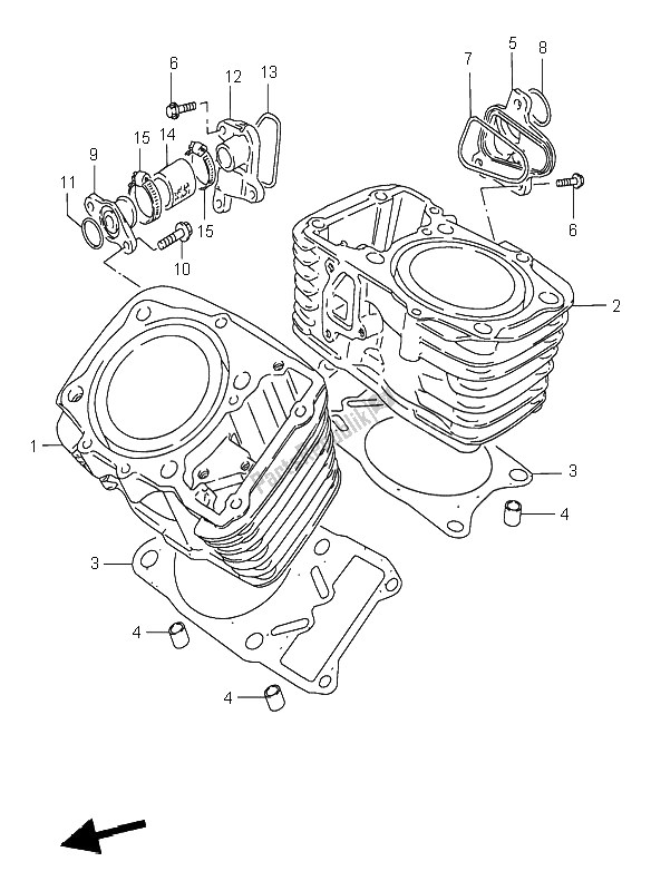 All parts for the Cylinder of the Suzuki VS 600 Intruder 1995