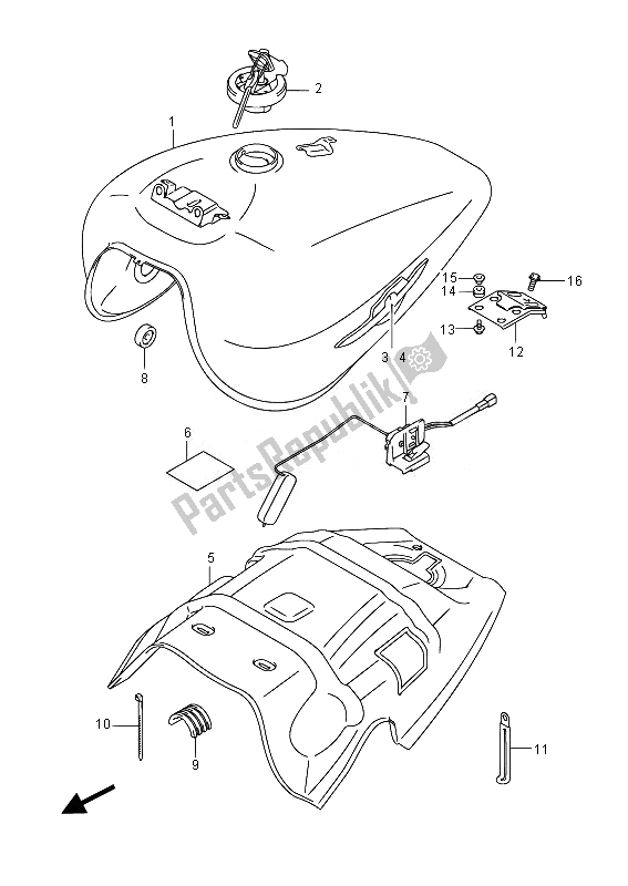 Toutes les pièces pour le Réservoir De Carburant (vzr1800 E02) du Suzuki VZR 1800 M Intruder 2014