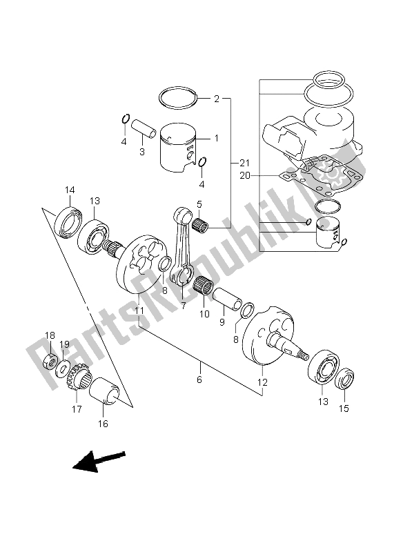 All parts for the Crankshaft of the Suzuki RM 85 SW LW 2008