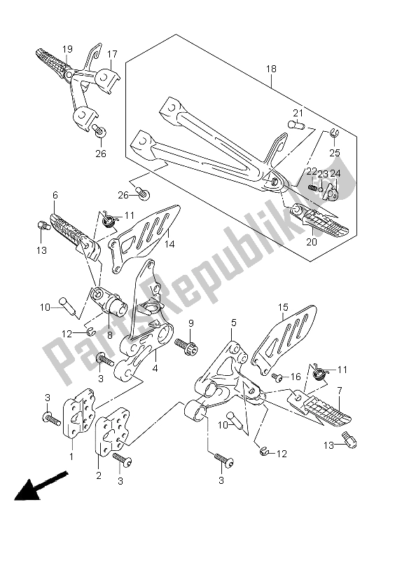 Toutes les pièces pour le Repose Pieds du Suzuki GSX R 750 2009