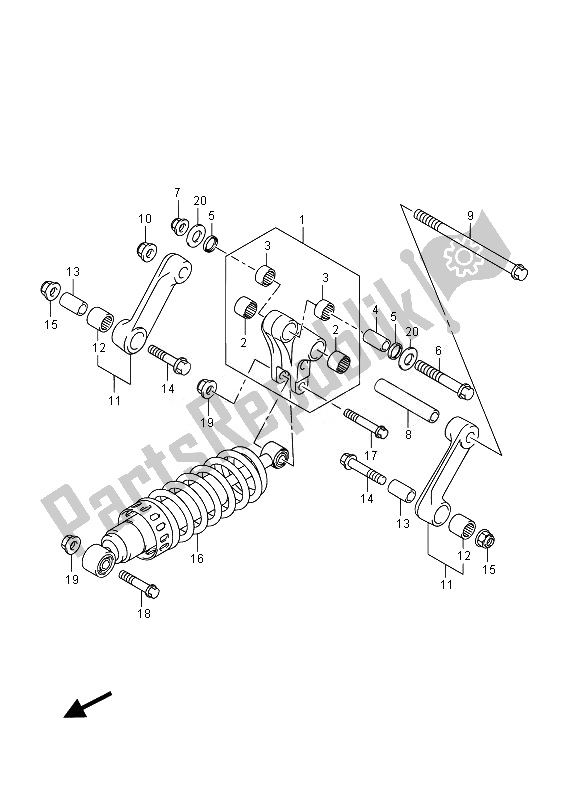 All parts for the Rear Cushion Lever (vzr1800zuf E19) of the Suzuki VZR 1800 M Intruder 2014