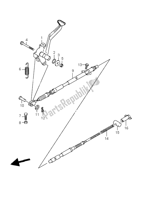 All parts for the Rear Brake of the Suzuki LT A 700X Kingquad 4X4 2006