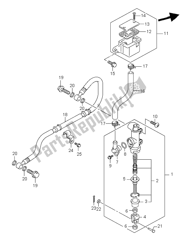 Alle onderdelen voor de Hoofdremcilinder Achter (gsf650-u-s-su) van de Suzuki GSF 650 Nsnasa Bandit 2006