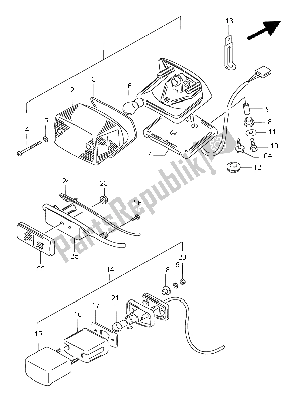Tutte le parti per il Luce Di Combinazione Posteriore del Suzuki VS 1400 Intruder 2003