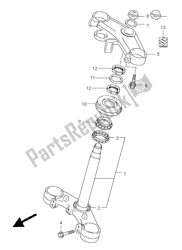 All parts for the Steering Stem (sv650s-su) of the Suzuki SV 650 NS 2004