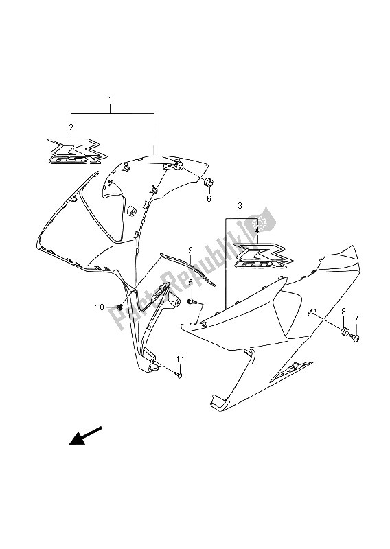 All parts for the Side Cowling (arb-ar4) of the Suzuki GSX R 1000A 2015