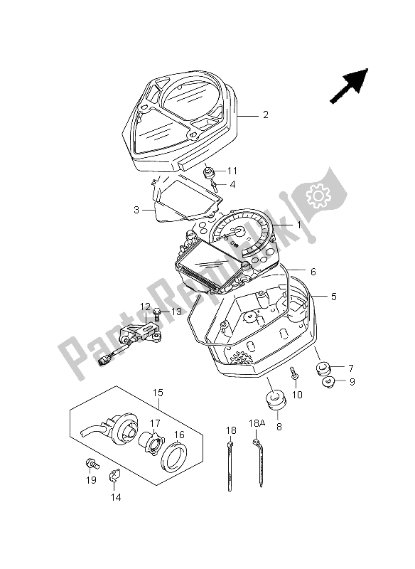 All parts for the Speedometer (sv650s-su) of the Suzuki SV 650 Nsnasa 2008