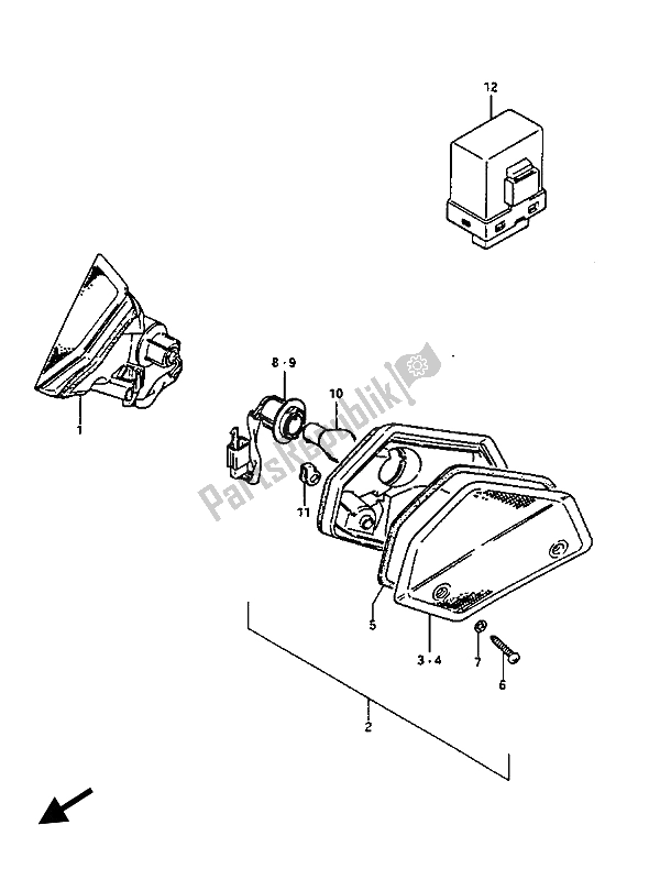 Alle onderdelen voor de Richtingaanwijzer Lamp van de Suzuki GV 1400 Gdgcgt 1986