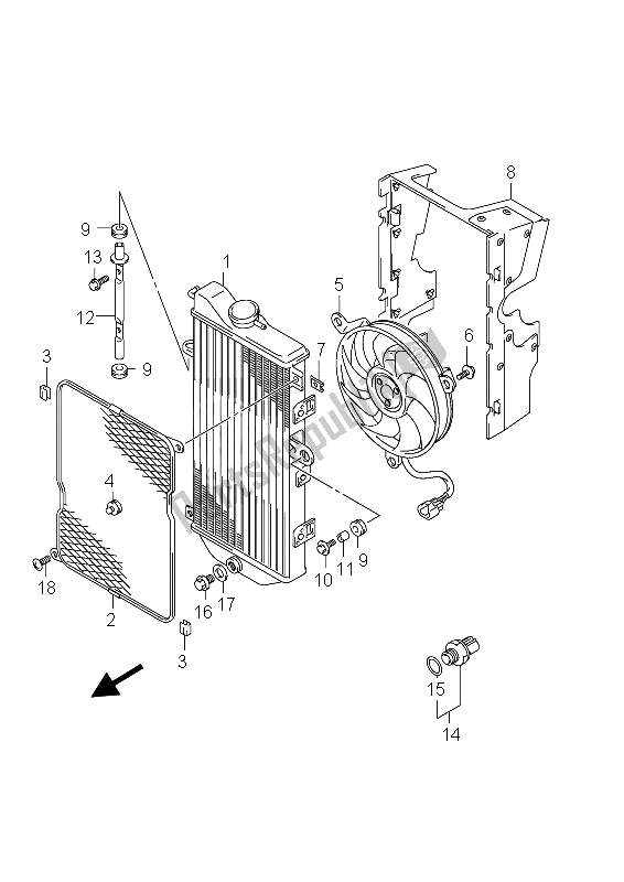 All parts for the Radiator of the Suzuki AN 650A Burgman Executive 2012