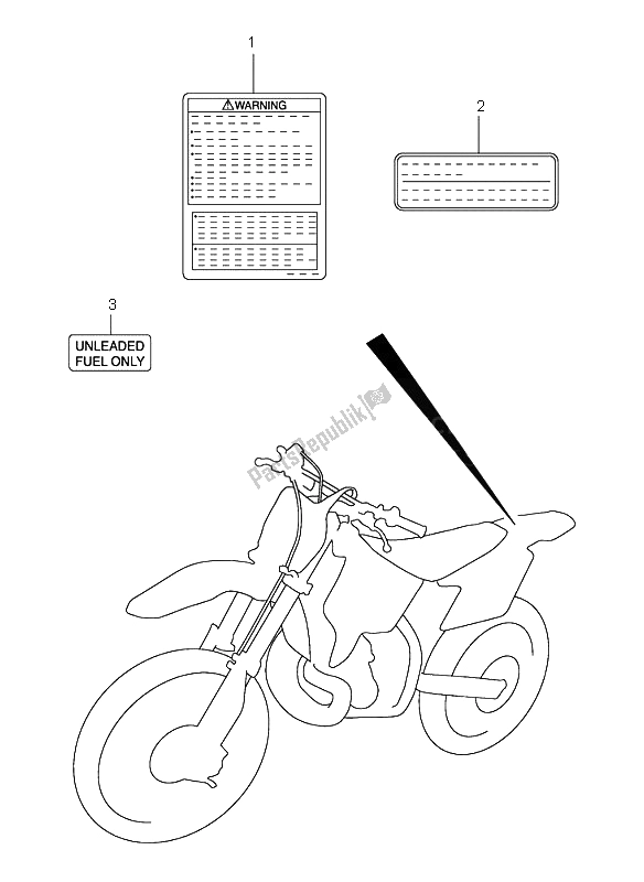 All parts for the Label of the Suzuki RM 250 2002