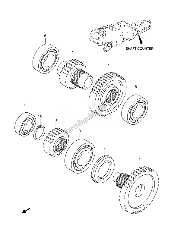 All parts for the Counter Shaft of the Suzuki AN 650Z Burgman Executive 2014