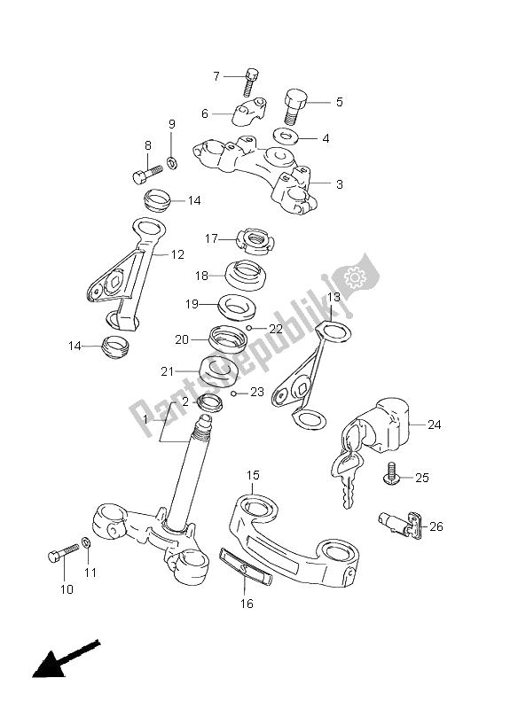 Tutte le parti per il Gambo Dello Sterzo del Suzuki GN 125E 1998