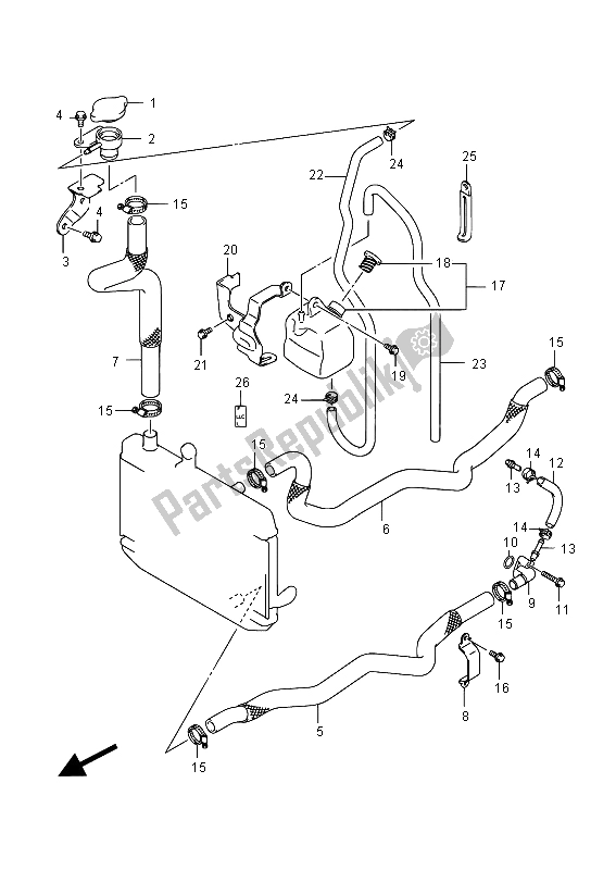 Tutte le parti per il Tubo Radiatore (an400a E02) del Suzuki Burgman AN 400 AZA 2015