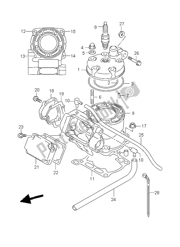 All parts for the Cylinder of the Suzuki RM 125 2008