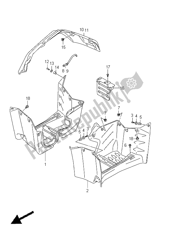 All parts for the Mudguard (lt-a400f P24) of the Suzuki LT A 400Z Kingquad ASI 4X4 2012