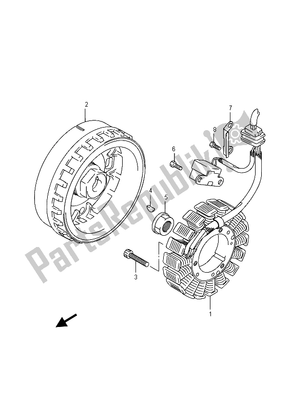 All parts for the Magneto of the Suzuki LT A 500 XPZ Kingquad AXI 4X4 2015