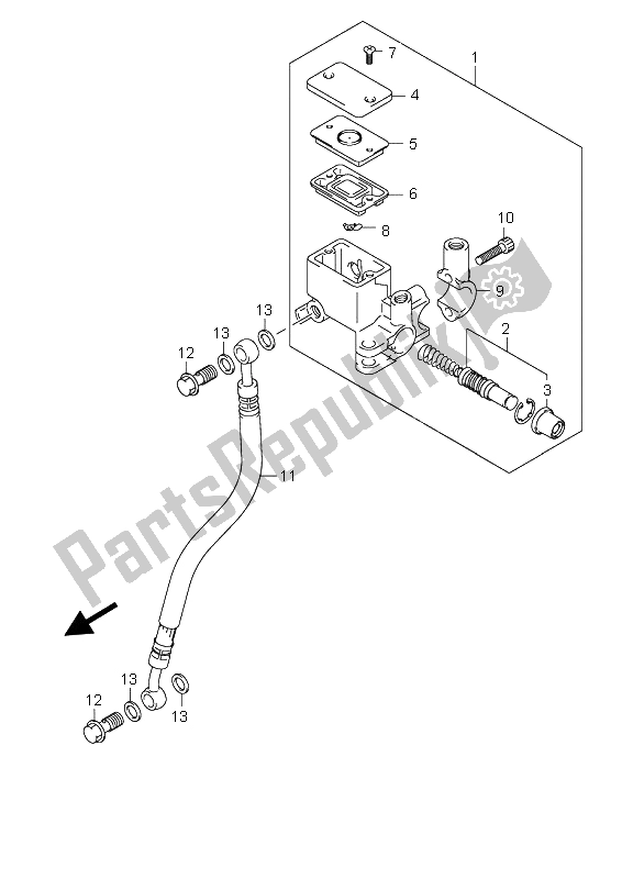 All parts for the Rear Master Cylinder of the Suzuki UH 200 Burgman 2009