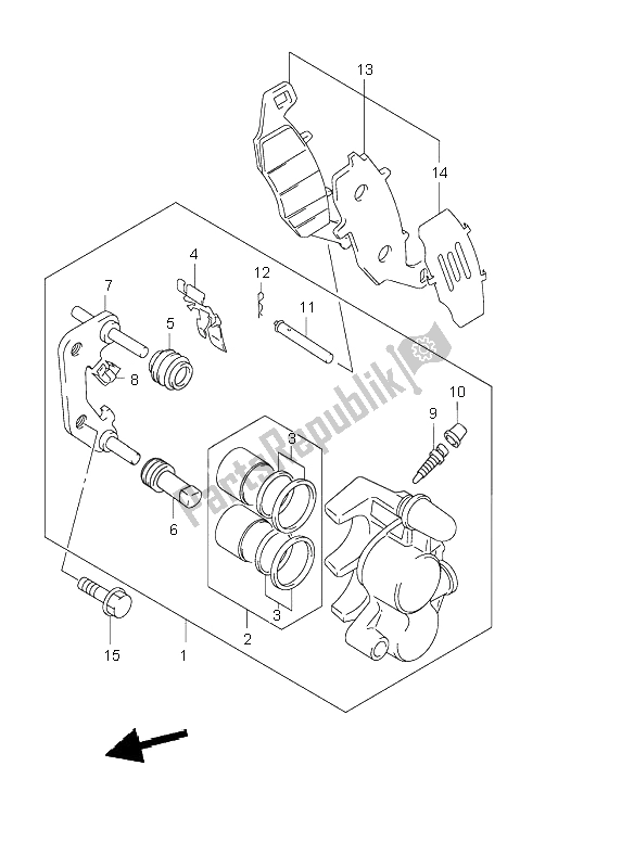 All parts for the Front Caliper of the Suzuki GSF 600 NS Bandit 2003