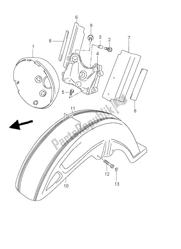 Todas las partes para Guardabarros Delantero de Suzuki VL 1500 Intruder LC 2002