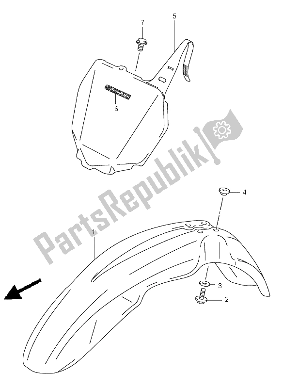 Tutte le parti per il Parafango Anteriore del Suzuki RM 125 2002