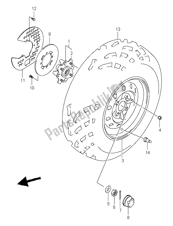 Tutte le parti per il Ruota Anteriore del Suzuki LT A 400F Eiger 4X4 2003