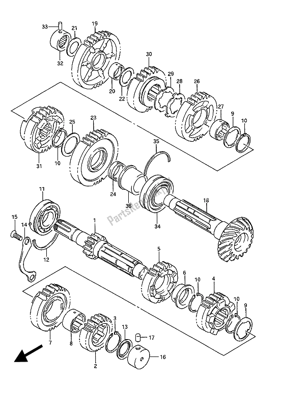 Toutes les pièces pour le Transmission du Suzuki GSX 1100G 1993