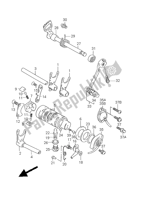 All parts for the Gear Shifting of the Suzuki GN 125E 1999