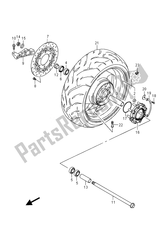 All parts for the Rear Wheel (vzr1800 E19) of the Suzuki VZR 1800 M Intruder 2014