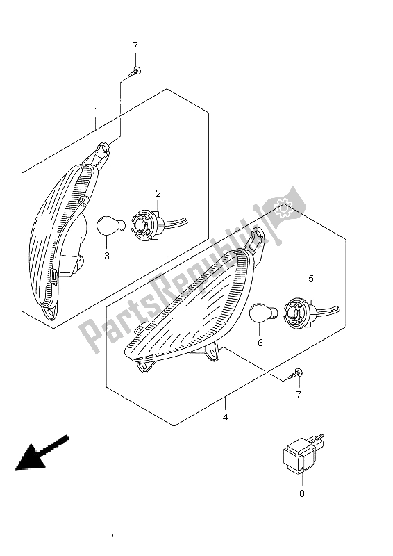 All parts for the Front Turnsignal Lamp of the Suzuki UX 125 Sixteen 2011