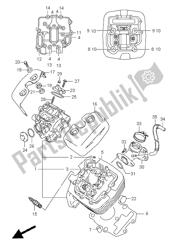 Tutte le parti per il Testata (anteriore) del Suzuki VL 250 Intruder 2006