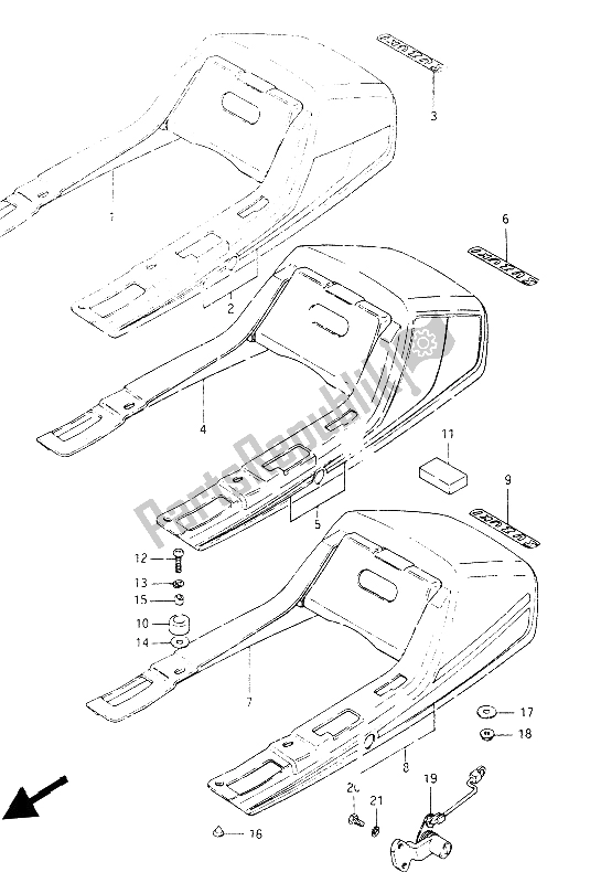 Alle onderdelen voor de Stoelbekleding (gsx400e) van de Suzuki GSX 400S 1986