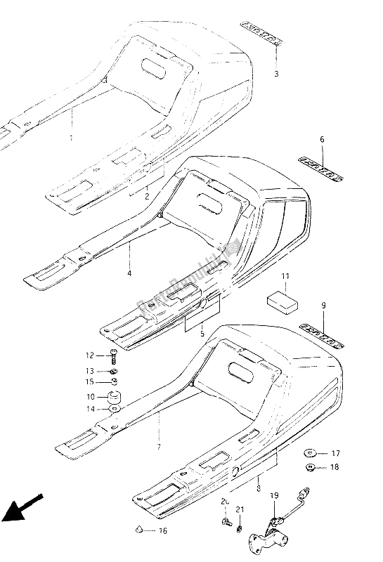 Alle onderdelen voor de Stoelbekleding (gsx400e) van de Suzuki GSX 400S 1986