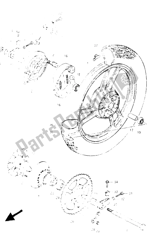 Alle onderdelen voor de Achterwiel van de Suzuki GSX 400S 1986